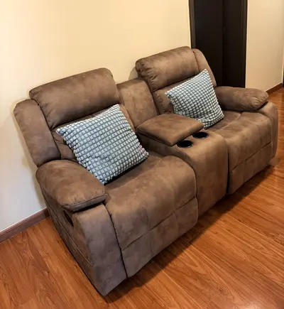 Brown 2-Seater Layton Recliner Sofa with Cup Holders - Excellent Condition