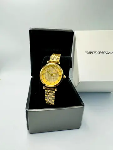 Emporio Armani Gold Tone Womens Watch with Box