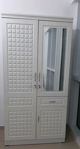 White Wooden Wardrobe with Mirror - Brand new