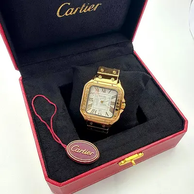 Cartier gold-tone wristwatch in original box