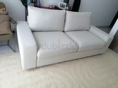 Light beige 2-seater fabric Sofa-bed Ikea Vimle in good condition
