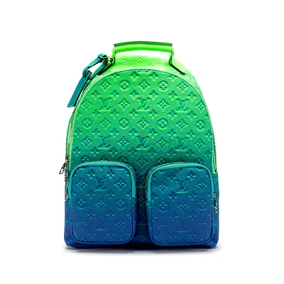Louis Vuitton pockets backpack taurillon illusion blue green