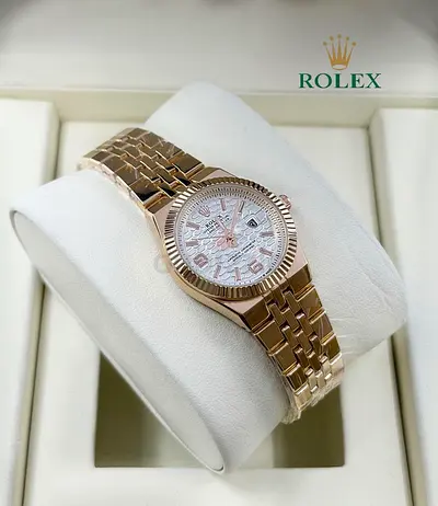 Rolex-style Rose Gold Ladies Watch - Date Window, Jubilee Bracelet