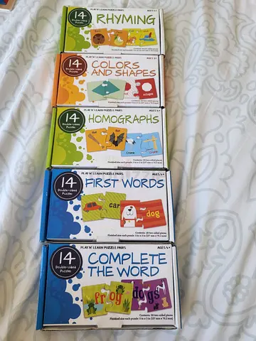 Childrens Puzzle Pairs (Play N Learn Brand) Count / Match  Opposites Educational Puzzles