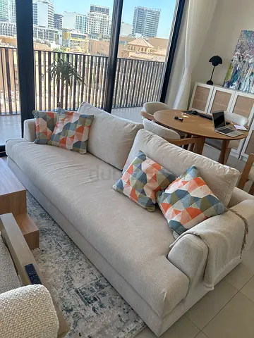 Modern Beige 3-Seater Sofa