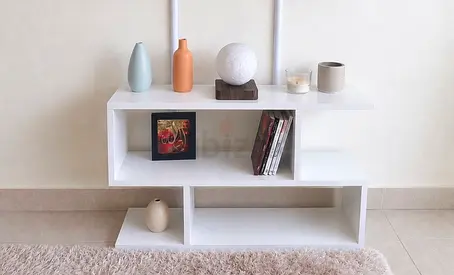 Minimal White Modern Console Shelf - 3-Tier Display Unit