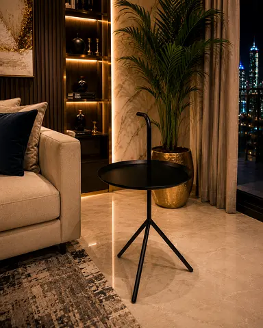 Luxury Modern Black Side Table | Designer Accent Table | Minimalist Premium Style bought at 776 aed