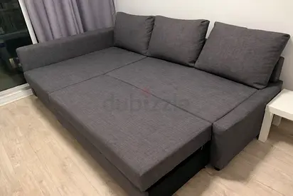 Grey 3-seater Sofa Bed with Pull-out Bed — Good Condition