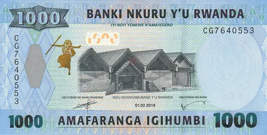 RWANDA 1000 FRANCS BANKNOTE 2019