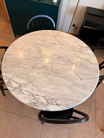 Real Marble Dining Table 120cm + 4 Chairs
