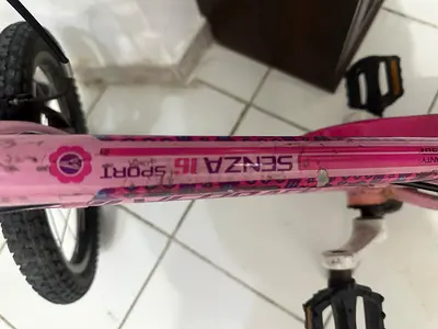 Pink childrens bike - Senzai Sport 16 inch, used silver back