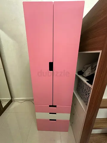 Pink Tall Wardrobe / Childrens Armoire - Good Condition