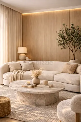 Modern Curved Cream Sofa