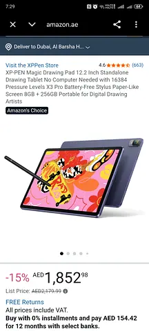 XP-Pen Magic Drawing Pad 12.2-inch Tablet with Stylus - 8GB+256GB