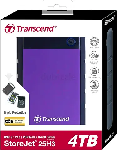 Transcend 4 TB Rugged Portable Hard Drive - Shock Resistant USB 3.1