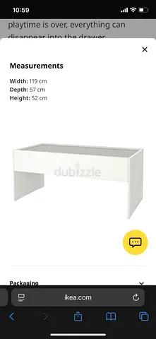 White low storage bench / coffee table - 119 x 57 x 52 cm