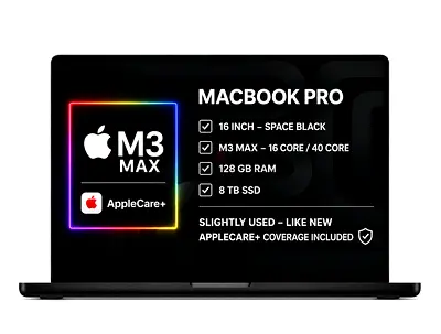 MacBook Pro M3 Max 128GB RAM / 8TB SSD - Apple Care Plus
