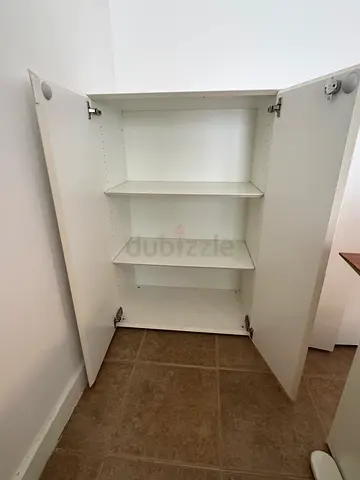 White Two-Door Storage Cabinet with Adjustable Shelves