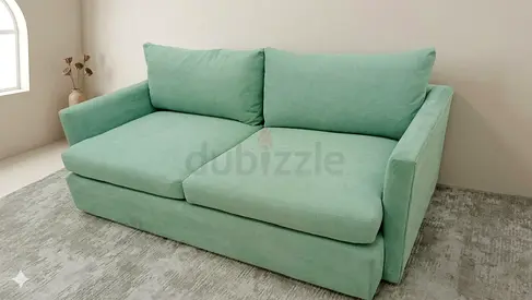 Crate and barrel green lounge Deep 2.5 seater sofa size 210x115cm