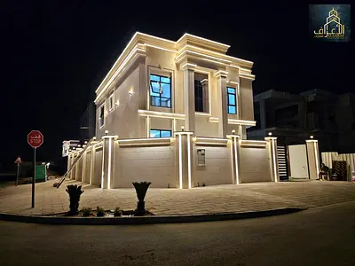فيلا للبيع بعجمان موقع مميز بجوار مسجد وجميع الخدمات زاوية شارعين قار طابقين وروف