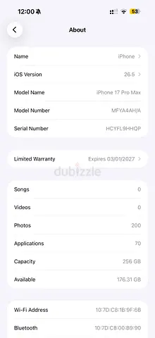 17 Promax 256 GB - 4200 AED