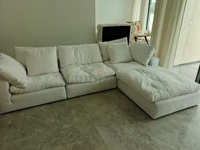 Marina home cloud feather 🪶 filled modular sofa with ottoman