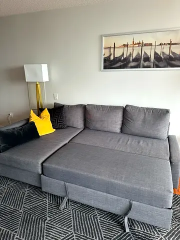 Grey L-shaped Sofa with Chaise - Good Condition