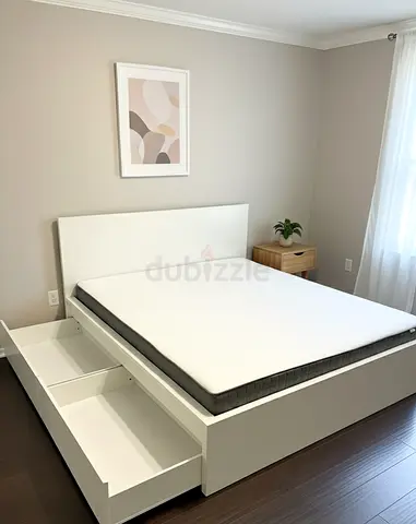 Ikea malm king bed with Ikea mattress Like new - Excellent condition
