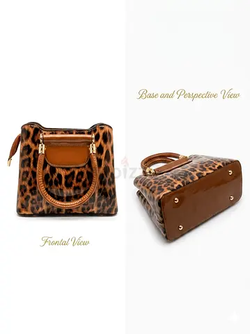 Small Leopard Print Top-Handle Handbag with Gold Hardware