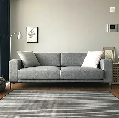 Modern Grey Fabric Three Seater Sofa