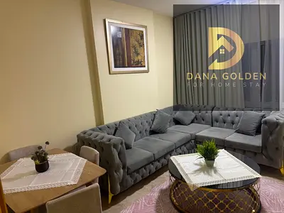 For monthly rent: a fully furnished one-bedroom apartment with new furniture in a new tower in Al Qasimia area, Sharjah. Includes internet access.