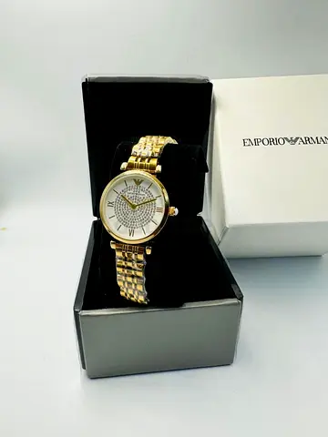 Emporio Armani Gold Tone Womens Watch with Crystal Dial