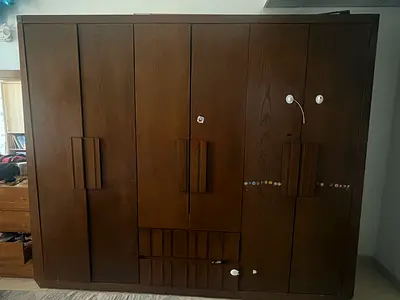 Solid Wood 6-Door Wardrobe / Armoire - Dark Brown