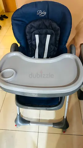 Baby high chair with tray and recline - navy