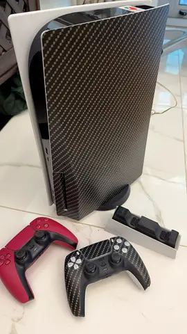 PlayStation 5 slim Disc with 2 Controllers (Custom carbon fiber skin ) - perfect Condition