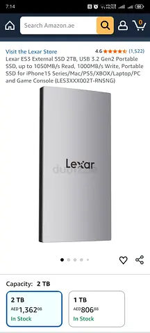 Lexar Portable External SSD 2TB (USB 3.2 Gen2) - Slim Silver