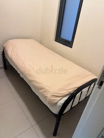 Single metal bed frame with mattress (good condition)