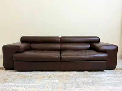Roche Bobois Genuine Leather Sofa – Luxury Designer Comfort with Adjustable Headrests