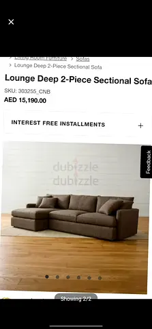 Cratebarrel lounge deep L shape sofa