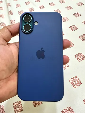iPhone with blue silicone case - good condition