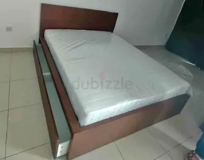 Malam double size bed 140/200cm bed with 2 storage drawers underneath and Ikea mattre