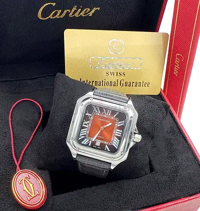 My Cartier Santos-style Mens Watch with Box and Papers