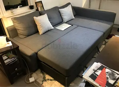 Grey L-shaped Sofa Bed, Good Condition