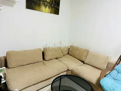 Sofa set with glass tea table