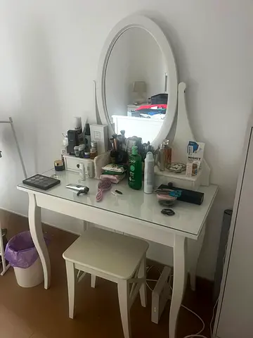 IKEA Hemnes White Vanity Dressing Table with Mirror and Stool - Good Condition