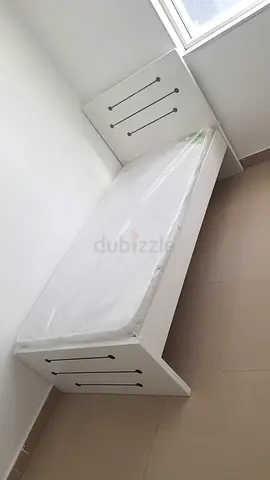 White Single Bed Frame with Mattress brand new