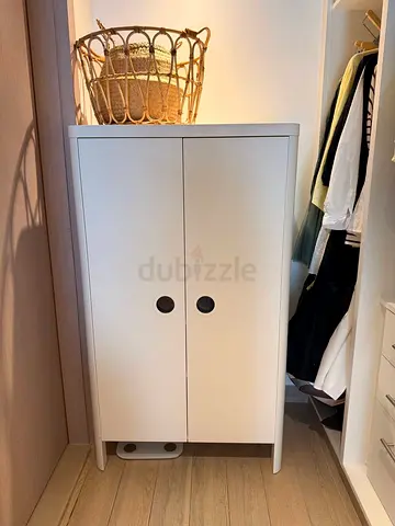 Compact White Two-Door Kids Cabinet / Wardrobe - Good Condition