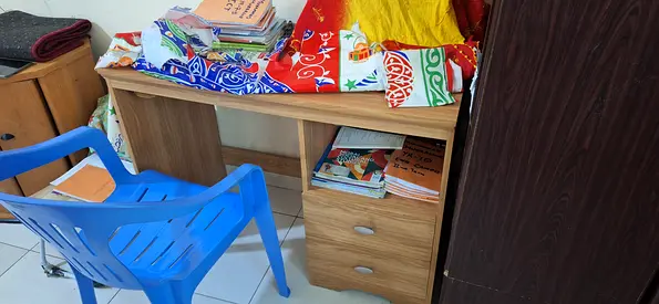 Used Wooden Study Desk with Drawers - Good Condition