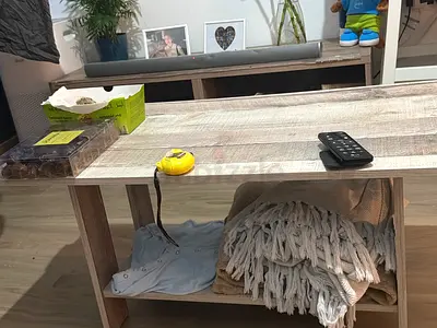 Used Coffee Table with Storage Shelf - Light Wood Finish