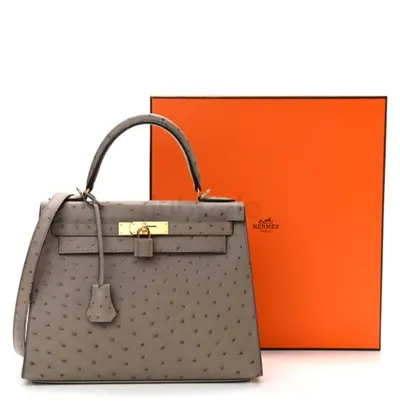 Hermes Kelly 25 Ostrich Leather.